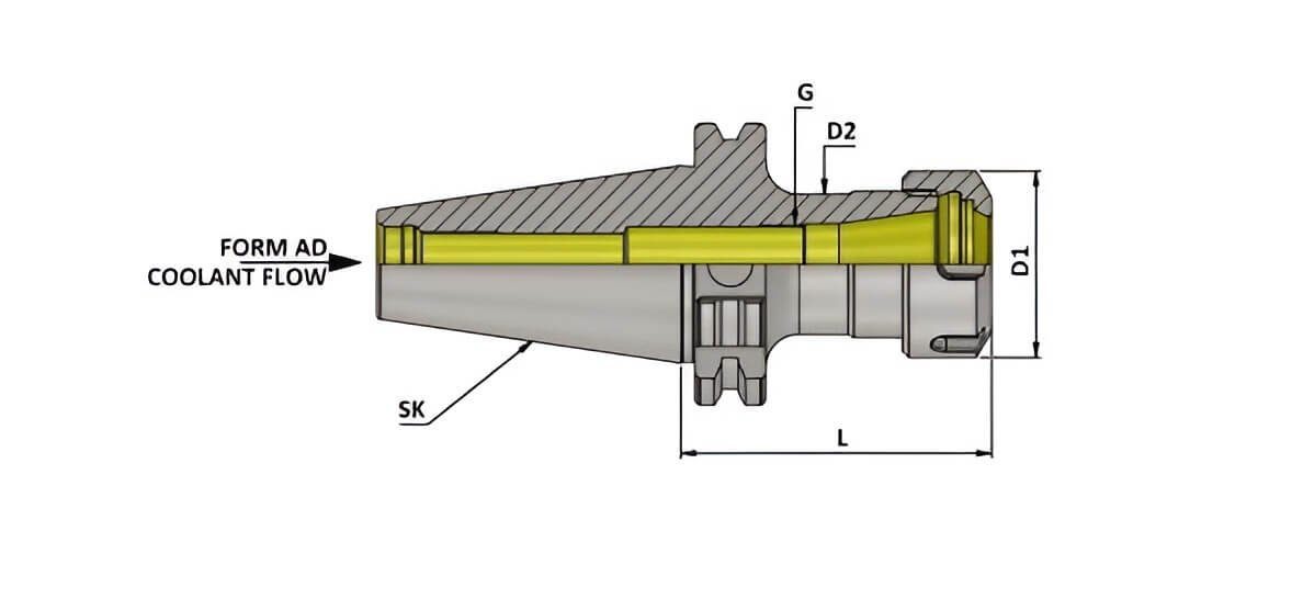 SK50 ER20 070 ER Collet Chuck (AD+B) (Balanced to G6.3 15000 RPM) (DIN 6499)